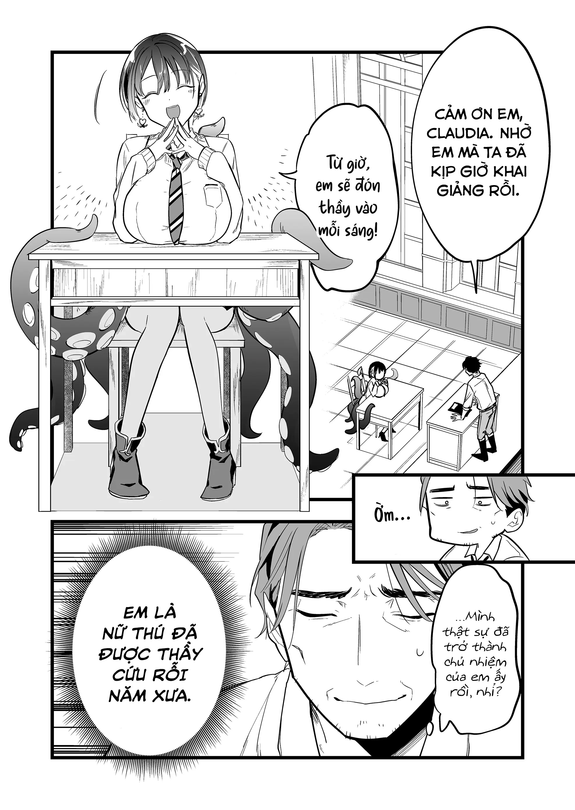 "Ano Toki Tasukete Itadaita Monster Musume desu." Isekai Ossan Kyoushi Totsuzen no Moteki ni Konwaku suru Tiết 2: Em thích Washio-sensei hơn. 第5页